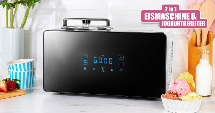 GASTROBACK #42900 Design Eismaschine Advanced Control mit Kompressor, 2 in 1 Eismaschine & Joghurtbe