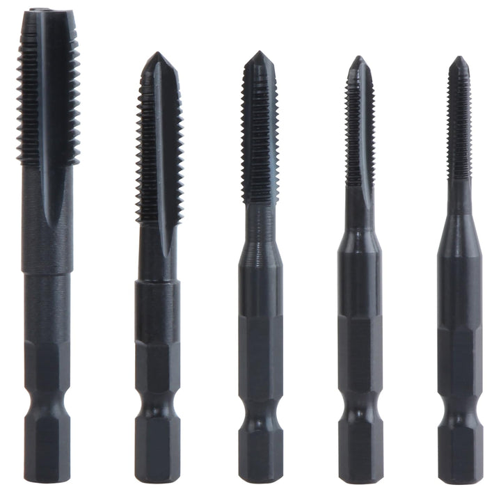 KEWAYO 5 Stück Gewindeschneider Bit Set M4 -M10, HSS Nitrieren Gewindebohrer Bit Satz, Metric Gewind