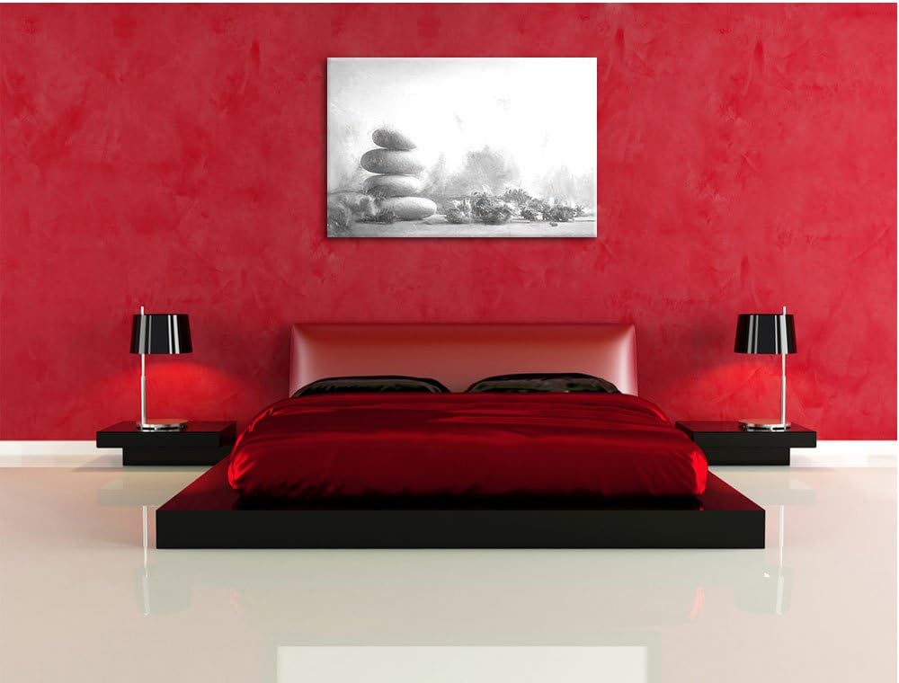 Pixxprint Lavendel Spa-Stillleben Kunst Kohle Effekt, Format: 100x70 auf Leinwand, XXL riesige Bilde