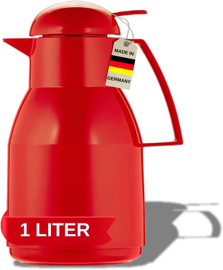 Helios Top Push Kunststoff-Isolierkanne, rot, 1 Liter 1,0 Liter Rot, 1,0 Liter Rot