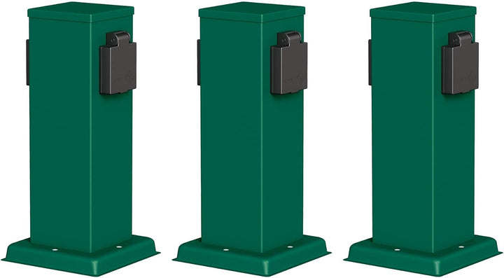 ledscom.de Garten Steckdosensäule Polly, Outdoor, IP44, 2-Fach, grün, eckig, 27 cm, 2 STK.