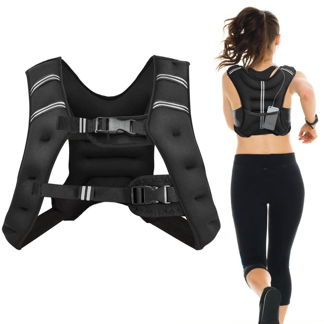COSTWAY Gewichtsweste, Trainingsweste mit Reflexstreifen und Verstell-Riemen, Fitnessweste für Kraft