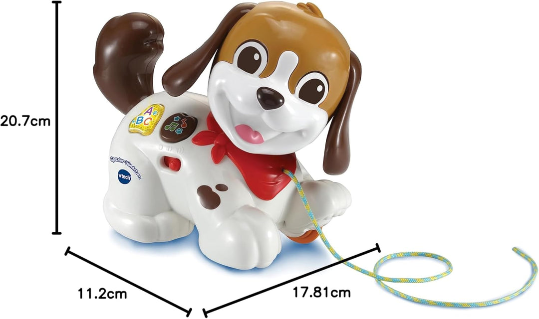 VTech Baby Spazier-Hündchen – Interaktiver Spielzeughund mit Musik und Schnur zum Hinterherziehen –
