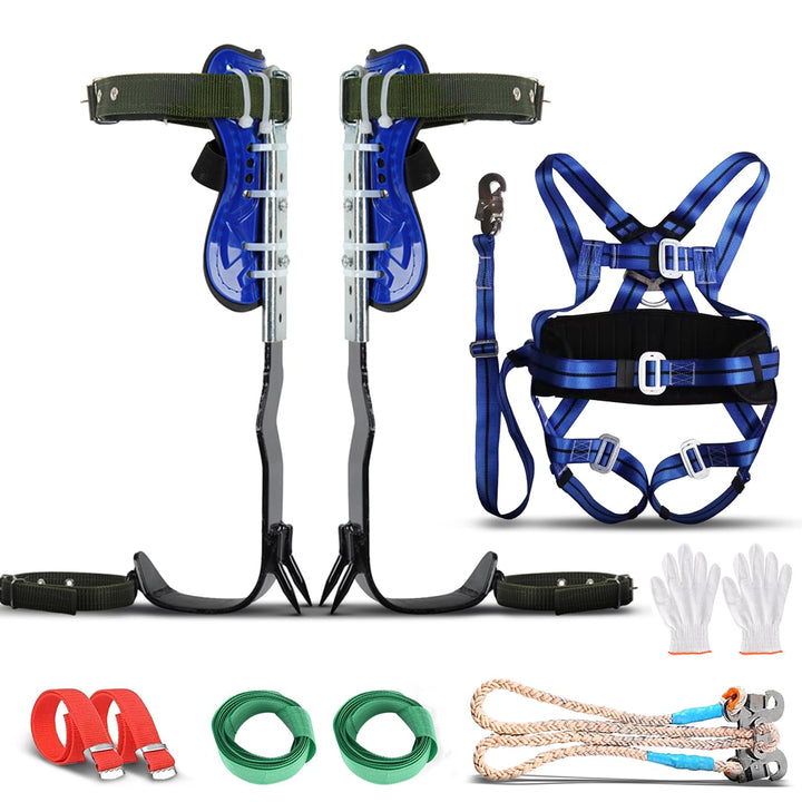Hlieeosfcn Baumklettern Ausrüstung Set,Höhen Verstellbar Tree Climbing Spike, Halteseil Steigeisen K