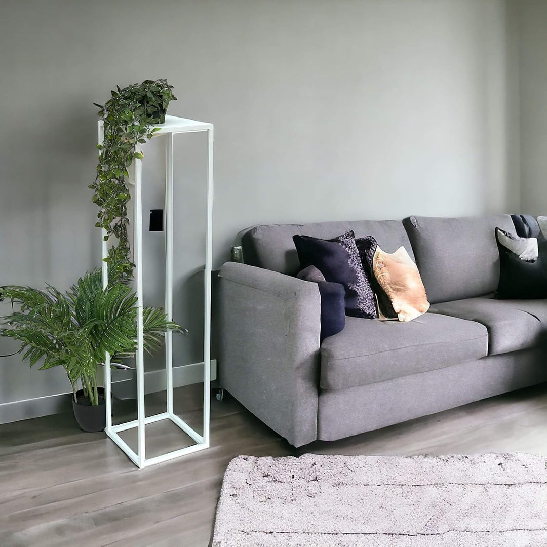 DanDiBo Blumenhocker Metall Weiss Eckig 100 cm Blumenständer Beistelltisch 96569 Blumensäule Pflanze