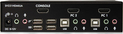 StarTech.com 2 Port USB HDMI KVM Switch / Umschalter mit Audio und USB 2.0 Hub HDMI mit 1 Display Si