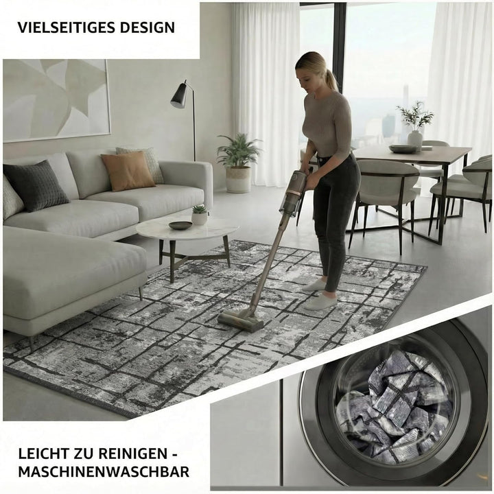 Jimri Kurzflor Wendeteppich - Flach gewebter Teppich für Schlafzimmer & Wohnzimmer, Eingang, Flur -