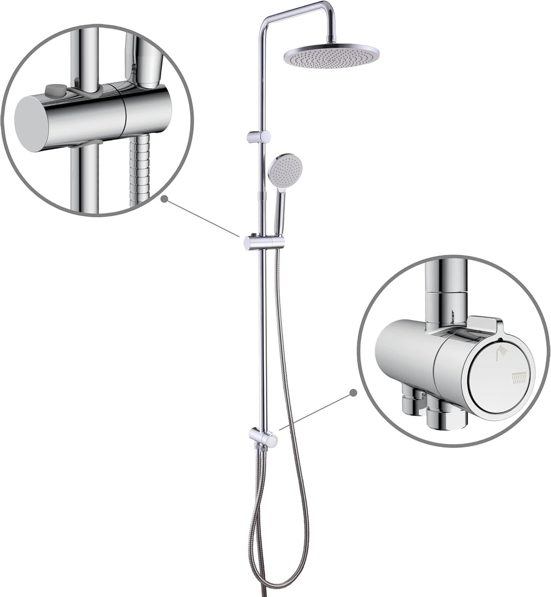 SENSEA - Essential - Duschsstange mit Regendusche und Handbrause - Höhenverstellbar - Duschsset ohne