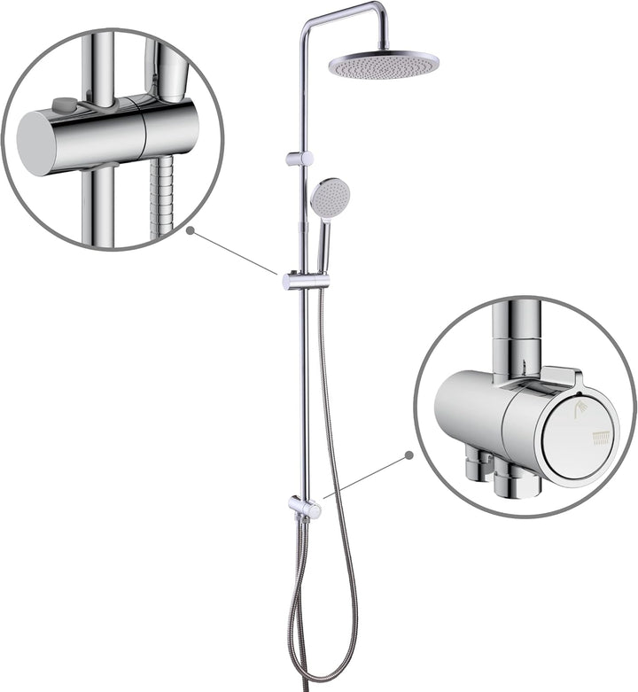 SENSEA - Essential - Duschsstange mit Regendusche und Handbrause - Höhenverstellbar - Duschsset ohne