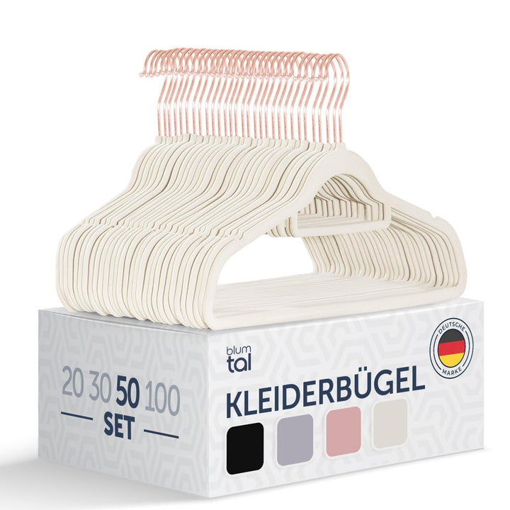 Blumtal Kleiderbügel Samt 50 Stück - Bügel Samt 360° drehbar und belastbar - Bügel Kleider platzspar
