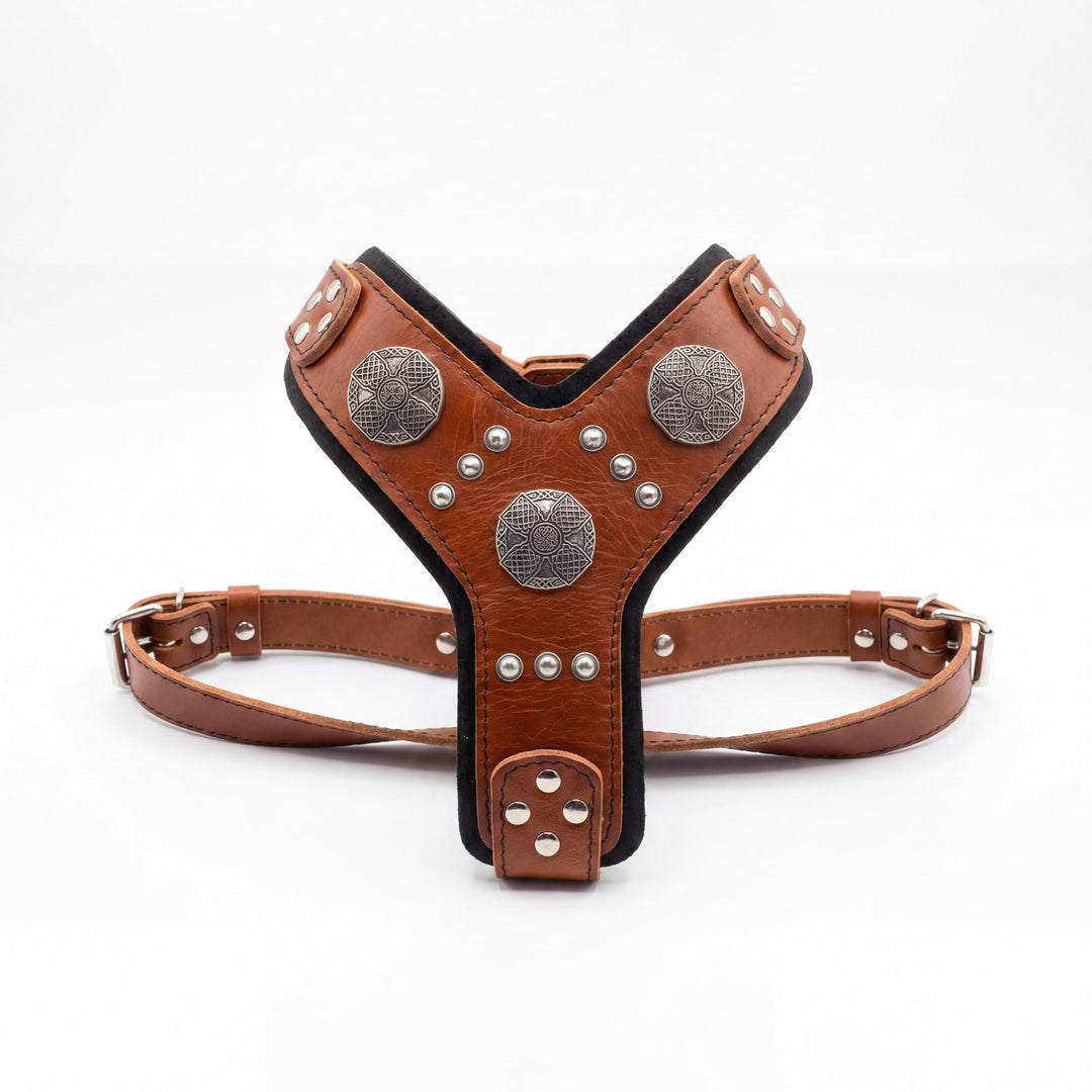 Bestia |Maximus| Leder Brustgeschirr für grosse Hunde. Bis 145 cm Brustumfang. 100% Leder. Handgefer