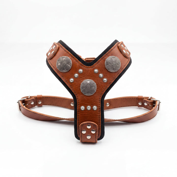 Bestia |Maximus| Leder Brustgeschirr für grosse Hunde. Bis 145 cm Brustumfang. 100% Leder. Handgefer