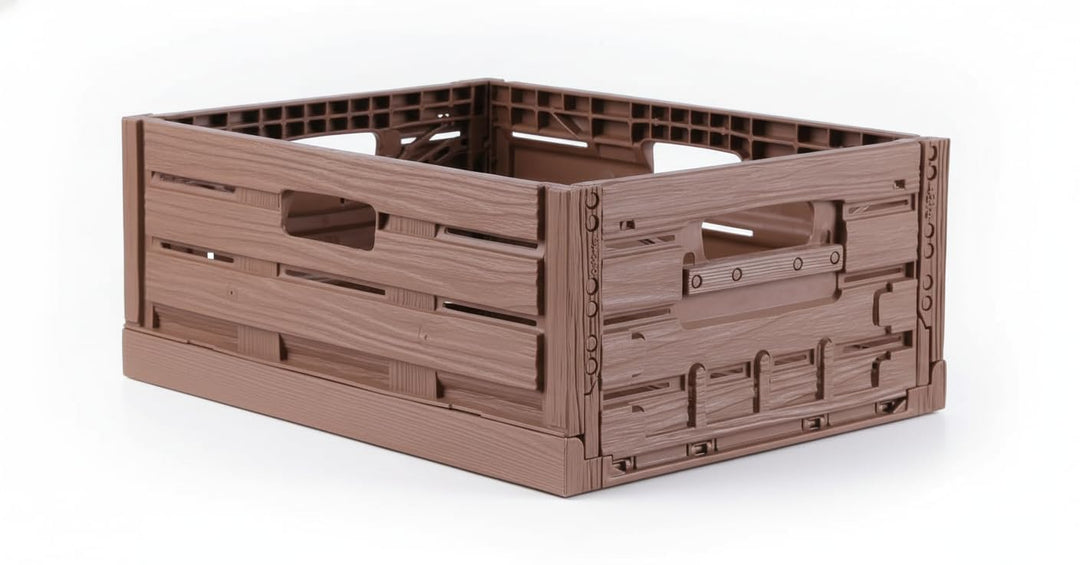 Bestlivings Stabile Faltbox im Holzdesign 40 x 30 x 16,3cm ( LxBxH ) Stapelbarer Faltbarer Einkaufsk