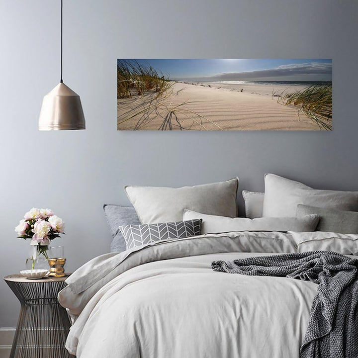 Feeby Bilder Strand Meer Sand Gras 150x60 cm Wohnzimmer Schlafzimmer Büro Flur Küche Wandbilder Mode