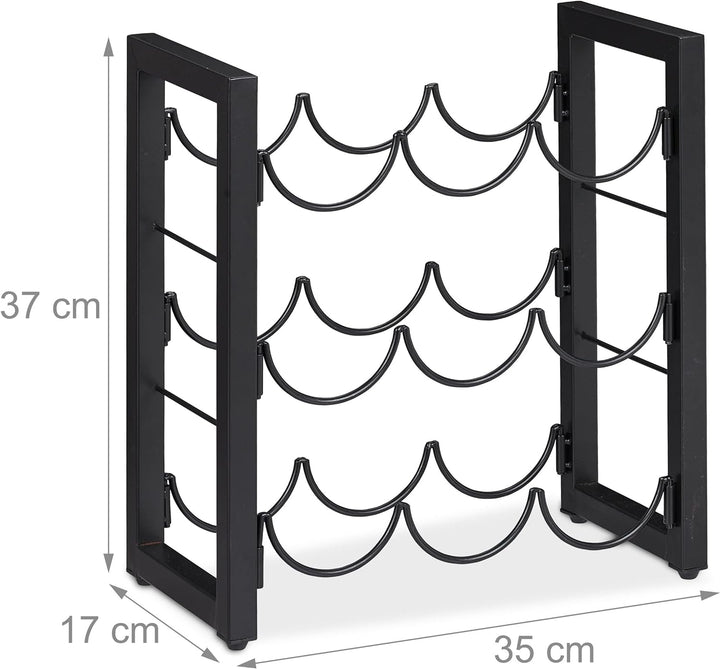 Relaxdays Weinregal, 9 Flaschen, Metall, HxBxT: 37 x 35 x 17 cm, Weinhalter stehend, Küche & Bar, We