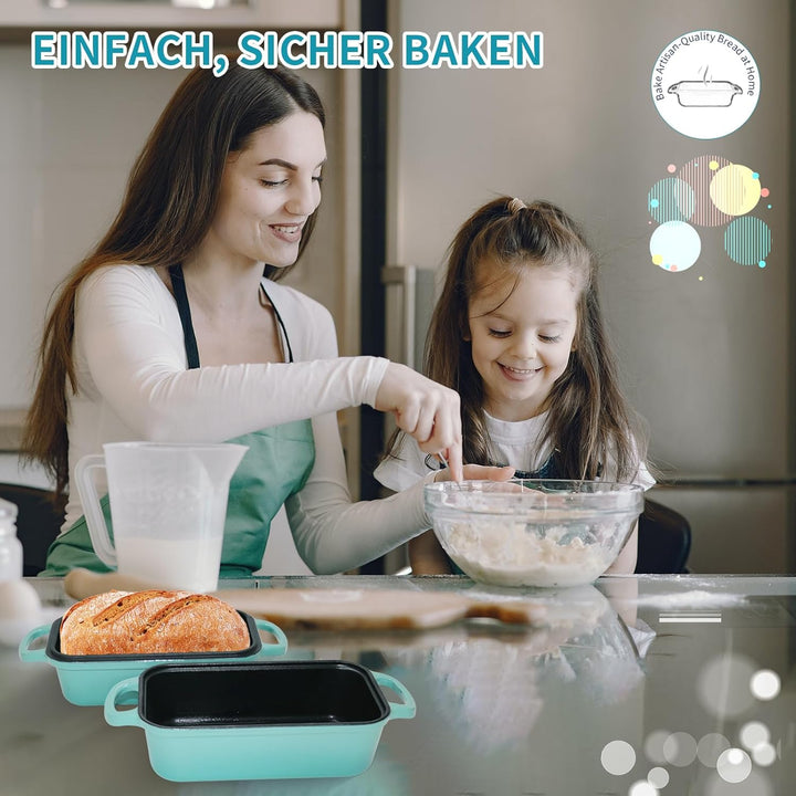Gusseisen Brotbackform mit Deckel 22,96 cm × 12,78 cm, Bread Pans for Homemade Bread, Heavy Duty Loa
