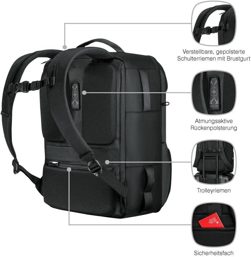 WENGER UrbanOne Travel Backpack, Laptop-Rucksack mit Klappöffnung, Notebook bis 15,6 Zoll, 33 l, Han