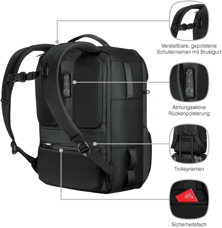 WENGER UrbanOne Travel Backpack, Laptop-Rucksack mit Klappöffnung, Notebook bis 15,6 Zoll, 33 l, Han
