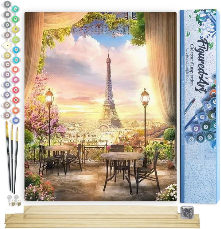 Figured'Art Malen Nach Zahlen Erwachsene Mit Rahmen Romantische Landschaft in Paris - Paint by Numbe
