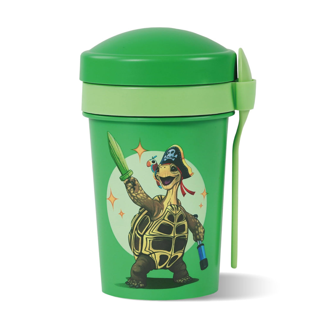 AWAVE Die Schule der Magischen Tiere Müslibecher To Go 540 ml rPET Grün Henrietta, Becher mit Löffel