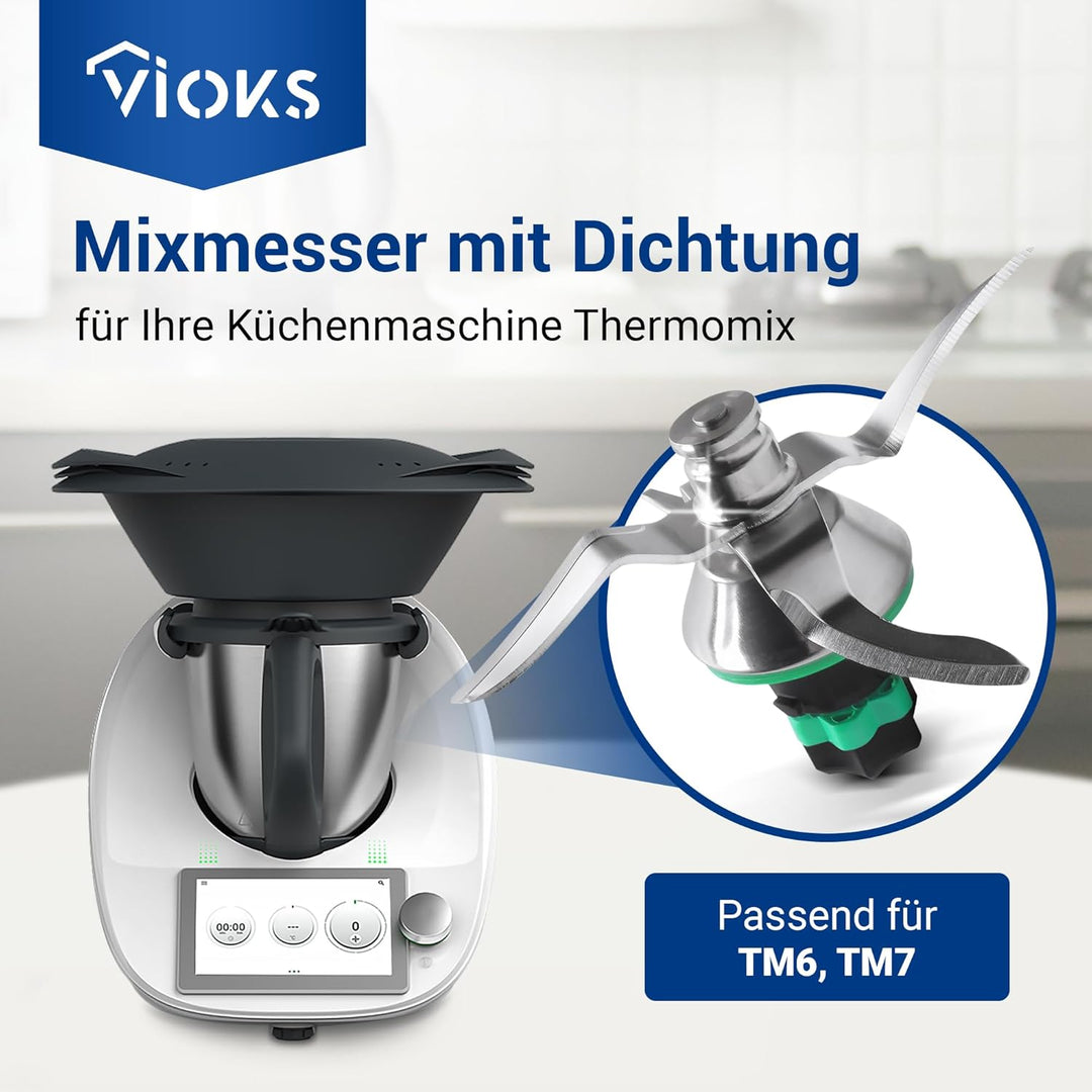 VIOKS Messer Ersatz für Vоrwerk Thermоmix Messer TM6 - Ersatzmesser aus Edelstahl SUS420 Zubehör für