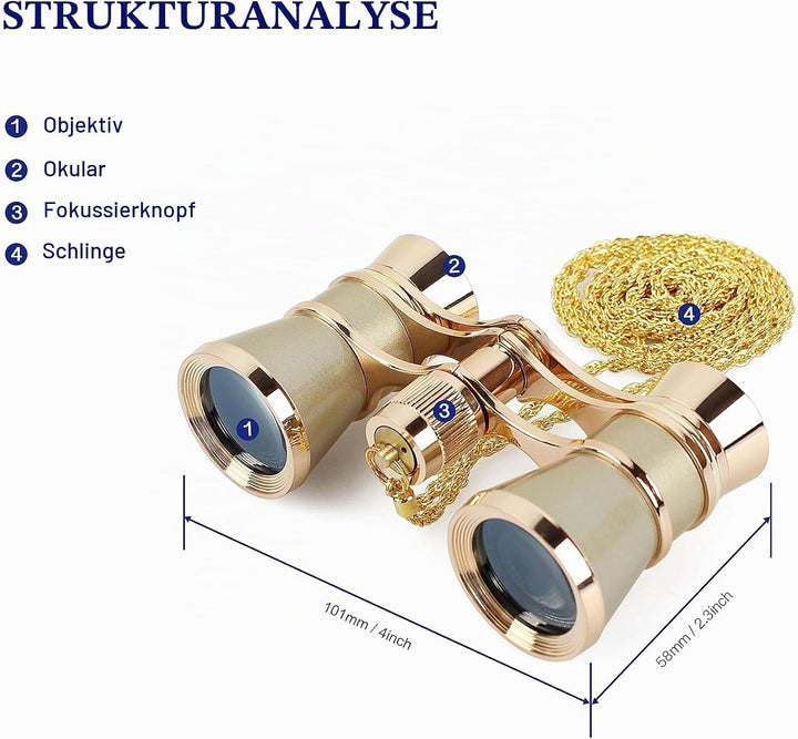 Aomekie 3x25 Opernglas Theaterglas Mini Klein Kompakt Feldstecher Fernglas mit Kette für Theater Kon