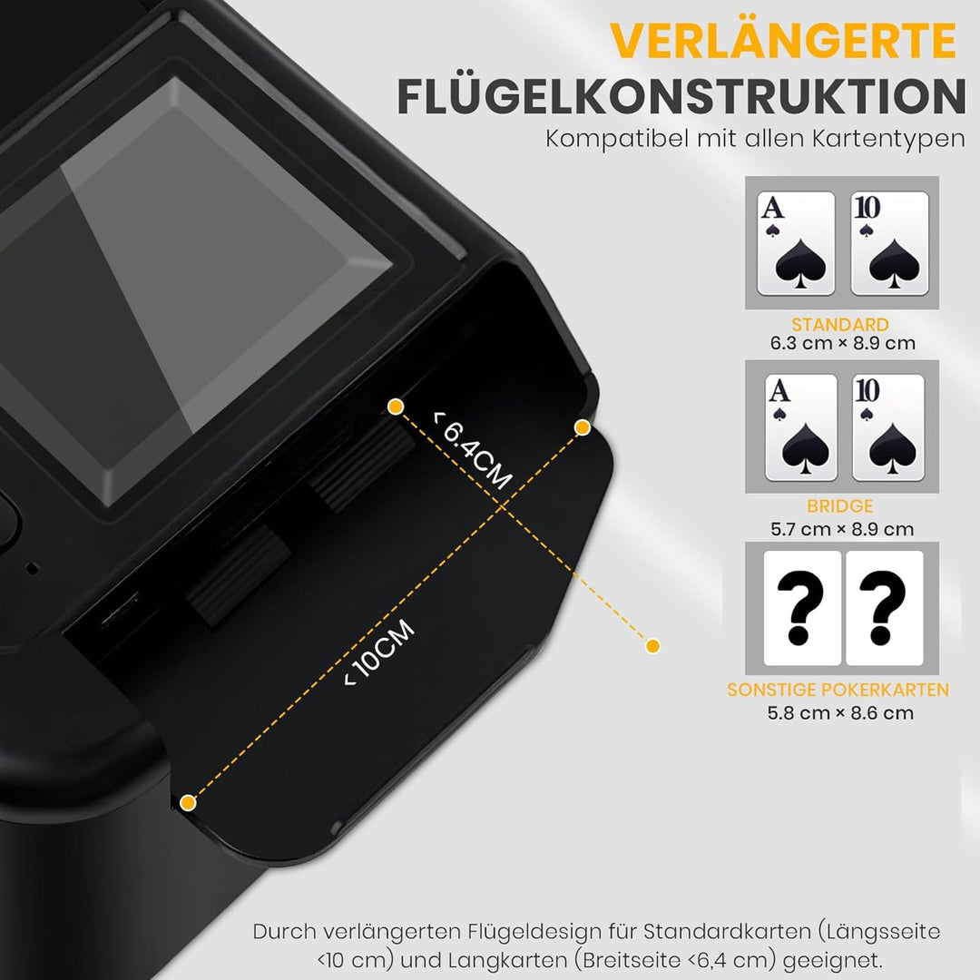 TOFFCAEA Automatischer Kartenmischer, mit 2000mAh wiederaufladbarer eingebauter Batterie für 2 Karte