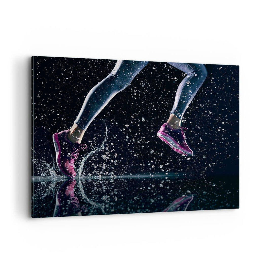 Bilder auf Leinwand 100x70cm Leinwandbild Laufen Lifestyle Leichtathletik Schuhe Gross Wanddeko Bild