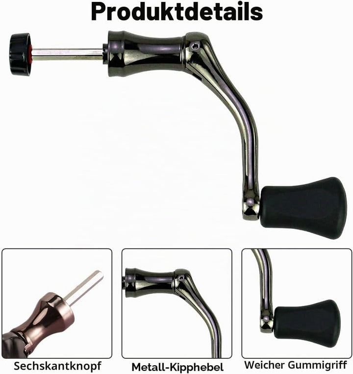 Angelrollen Griff, Metall Rocker Arm Griff Angeln Spinning Reel Griff Grip mit Weichem Gummigriff fü