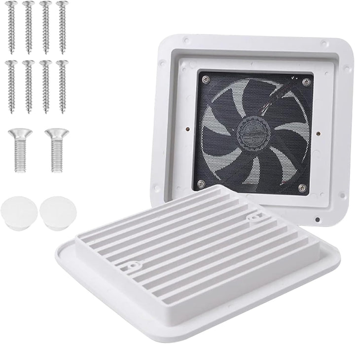 Riloer Weiss RV Caravan Vent Side Exhaust Vent 12 V RV Cooling Dust Fan, RV One Way Dust Vent Fan
