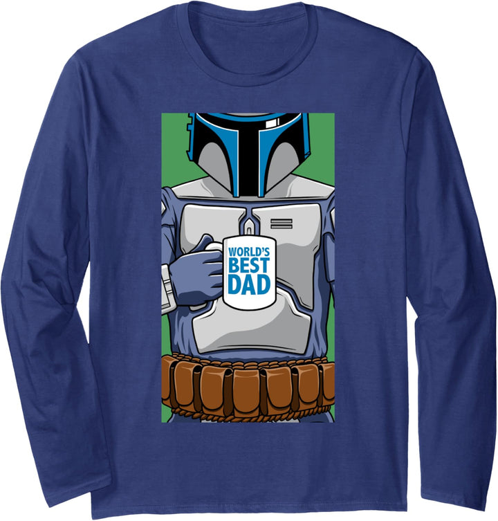 Star Wars Vatertag Jango Fett World's Best Dad Portrait Langarmshirt