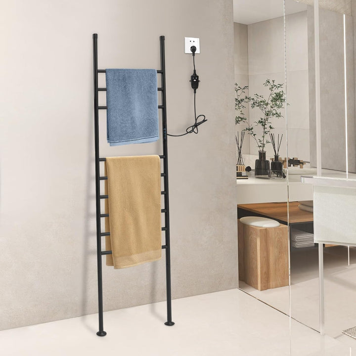 Handtuchheizkörper Elektrisch,Freistehende Handtuchleiter mit Timer 1-24H, 45-70°C, 180W Bodenstehen