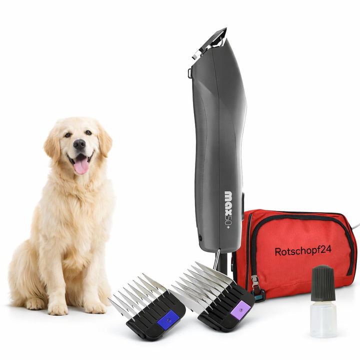 Rotschopf24 Max 50+ Profi Hundeschermaschine. Leise Tierhaarschneidemaschine mit Power-Motor & Profi