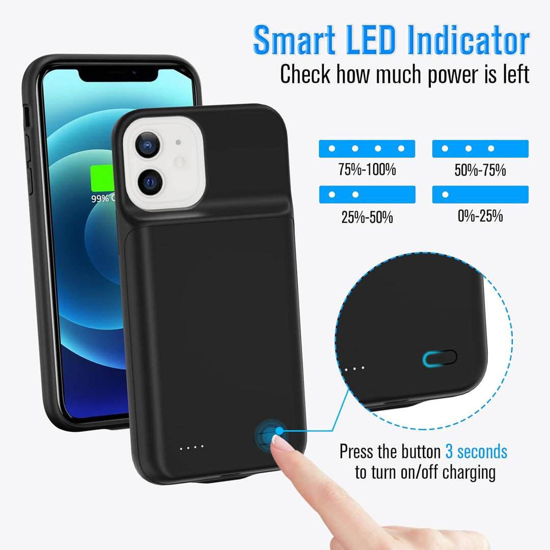 HUOBAO Akkuhülle für iPhone 12/12Pro, [5000mAh] Zusatzakku Ladehülle Akku hülle Handyhülle, Akku Bat