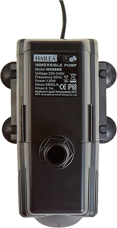 Hailea HX-8860 In-Out-Pumpe, 5800 l/h, maximal Förderhöhe 4,1 m, schwarz, 27x16x18 cm, 10-450-460