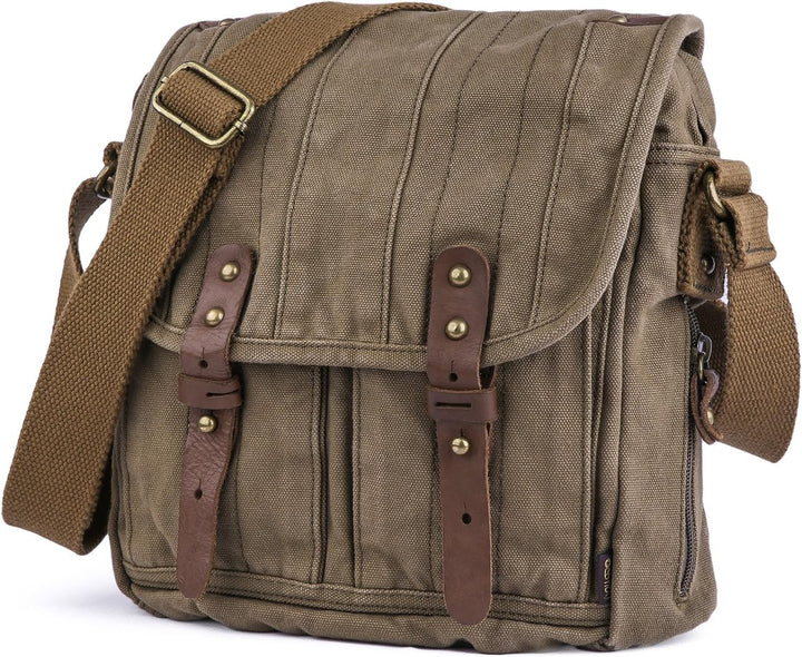 Gootium Vintage Canvas Classic Umhängetasche Messenger Bag/Schultertasche Herren, 25 cm, Armee Grün