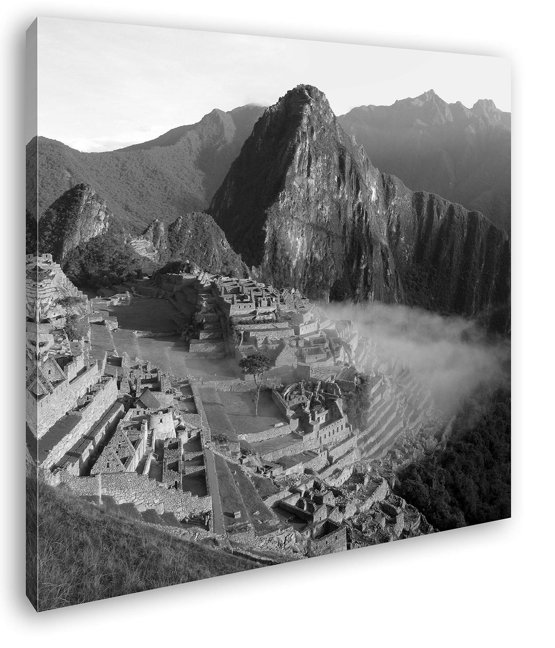 deyoli Machu Picchu Ruinenstadt in Peru im Format: 70x70 Effekt: Schwarz&Weiss als Leinwandbild, Mot