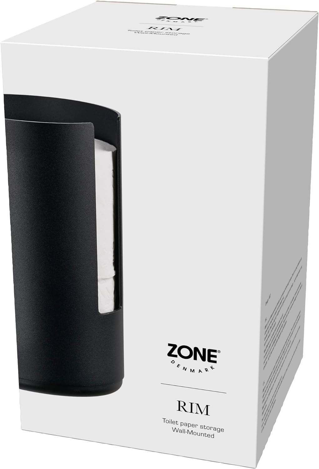 Zone Denmark Rim Toilettenpapieraufbewahrung für die Wand, Durchm. 13,2 cm, Höhe 21,8 cm, Schwarz Bl