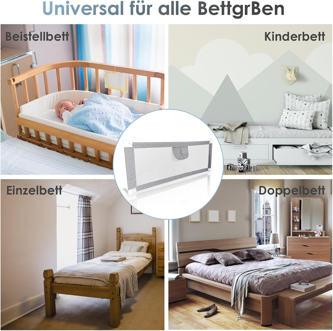Bettschutzgitter 180×80 cm Rausfallschutz Bett – Bettgitter Rausfallschutz für Baby & Kleinkind, Box