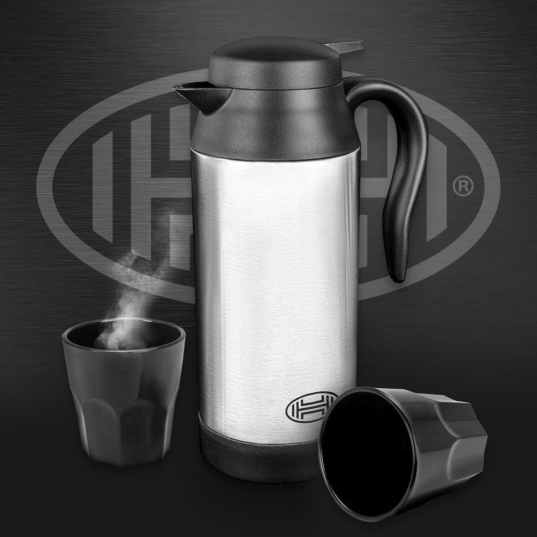 HEYNER® Wasserkocher Reisewasserkocher elektrisch Zigarettenanzünder + Tasche + 2 Becher 750 ml 12V,
