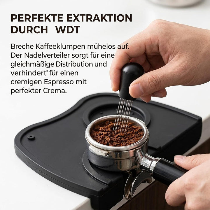 51mm Espresso Zubehör Set, 4-in-1 Barista Kit mit Kaffeeverteiler, Dosierring, WDT-Tool & Tampermatt