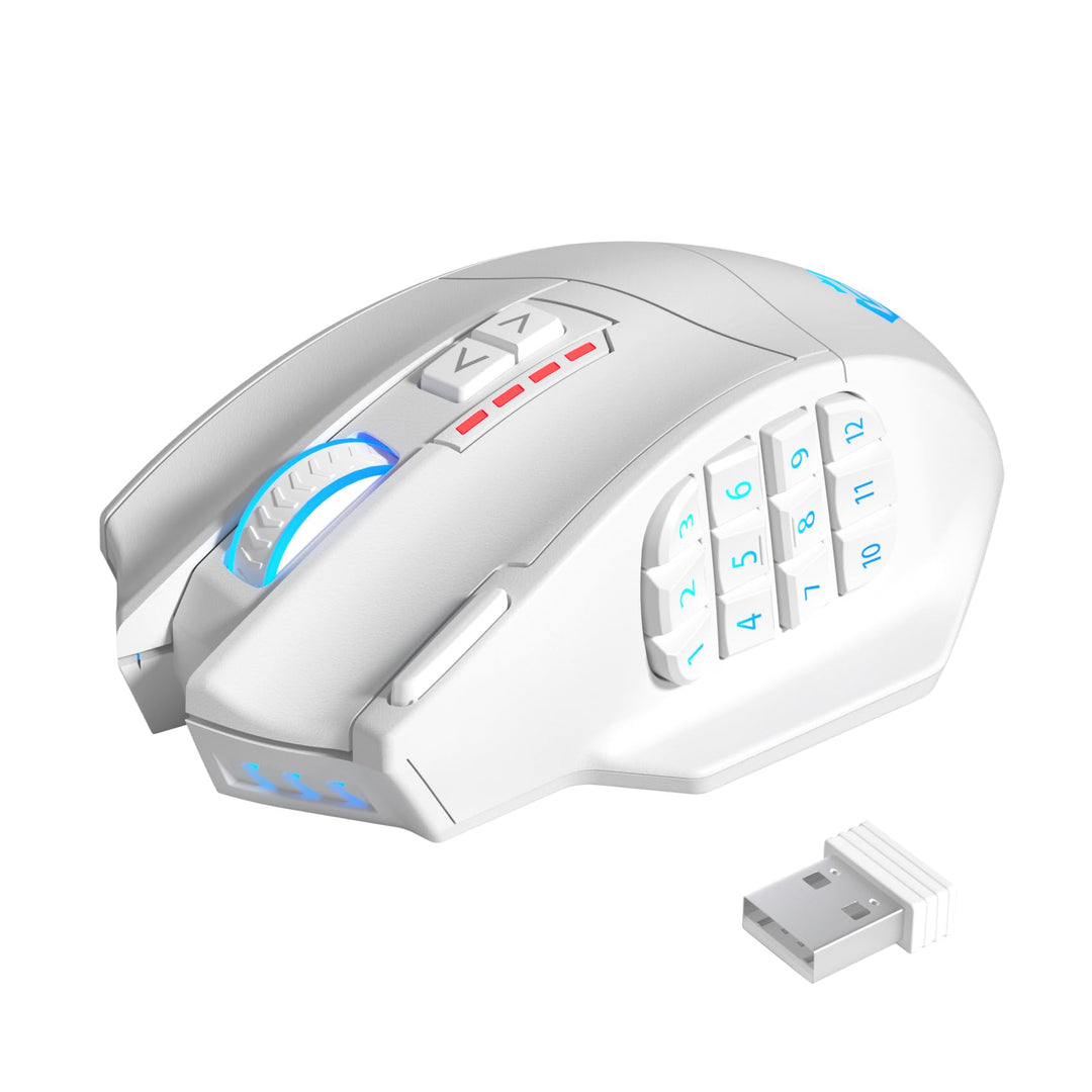 Gamspeed V8 Pro Gaming Maus Kabellos 2,4G, 16000DPI Wired/Wireless RGB MMO Gaming Maus, mit Chroma R
