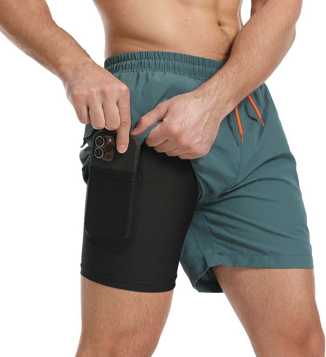 JustSun Badehose Herren Schnelltrocknend Boardshorts mit Mesh-Futter und Verstellbarem Tunnelzug S G