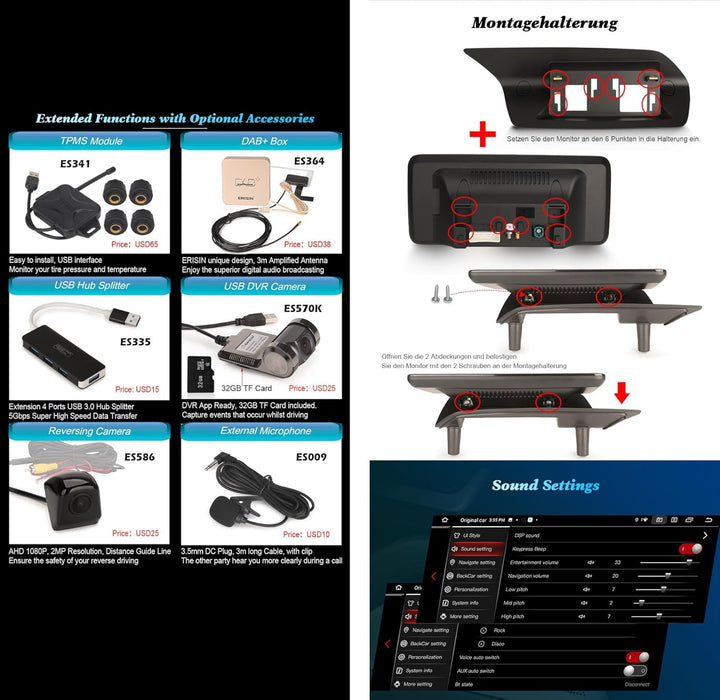 10,25 Zoll IPS Bildschirm 8-Kern Android 13 DAB+ Autoradio für Mercedes E-Klasse W207 C207 A207 NTG