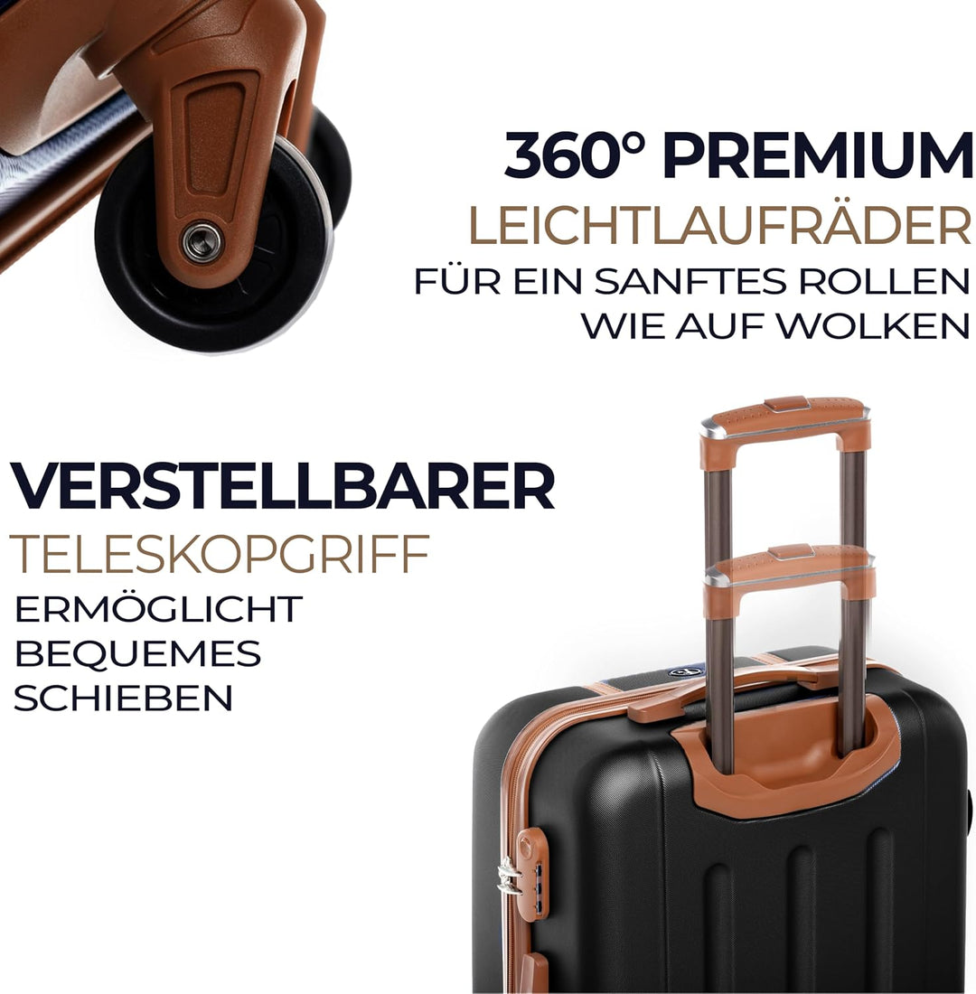 FERGÉ Handgepäck Koffer Set 3 teilig Kabinenkoffer Hartschale 55 x 40 x 22 cm + Reisetasche + Kultur