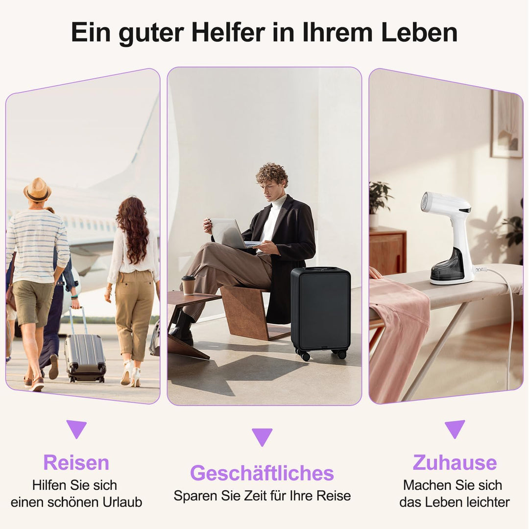 Steamer Dampfglätter 1650W 320ML Reisebügeleisen Wassertank 20s Schnelle Aufheizung 30G/min Tragbar