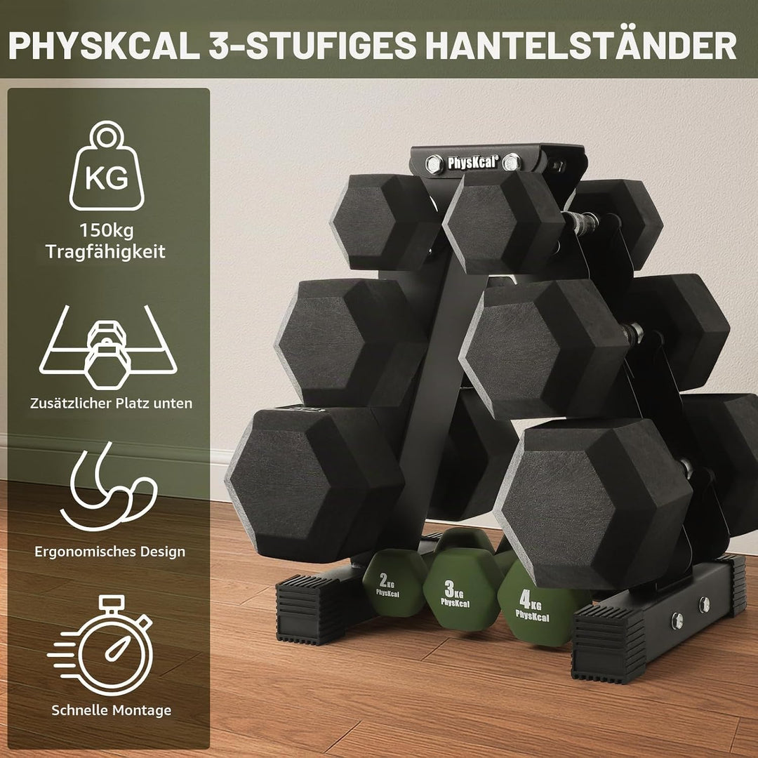 PhysKcal Kurzhantel Rack,Hantelablage für Kurzhanteln, Ablage für Hanteln aus Strapazierfähiger Stah