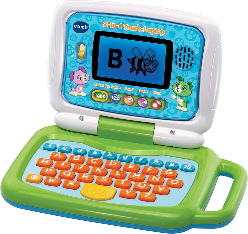 VTech 2-in-1 Touch-Laptop – Lerncomputer und Touch-Tablet zum Lernen von Buchstaben und Zahlen – Für