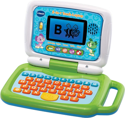 Vtech 80-600904 2-in-1 Touch-Laptop, grün & 80-139304 - Smart Kid's Phone grün Bundle mit Smart Kid'