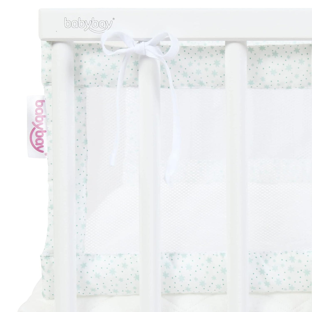 babybay Nestchen Mesh passend für Modell Boxspring XXL, weiss Glitzersterne mint